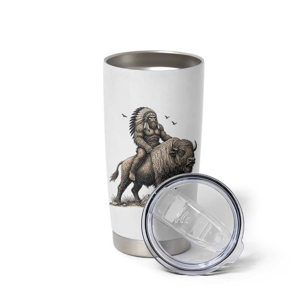 Funny Bigfoot Buffalo Rider Tumbler Cup Native Inspired Heritage Graphic