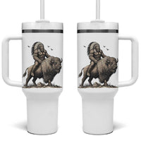 Funny Bigfoot Buffalo Rider Tumbler With Handle Native Inspired Heritage Graphic