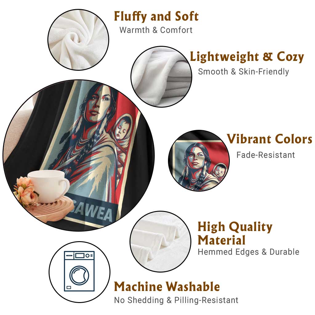 Womens History Month Sacagawea Throw Blanket Native American Heritage Graphic