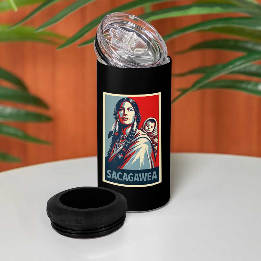 Womens History Month Sacagawea 4 in 1 Can Cooler Tumbler Native American Heritage Graphic