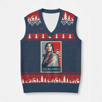 Womens History Month Sacagawea V-Neck Knit Sweater Vest Native American Heritage Graphic