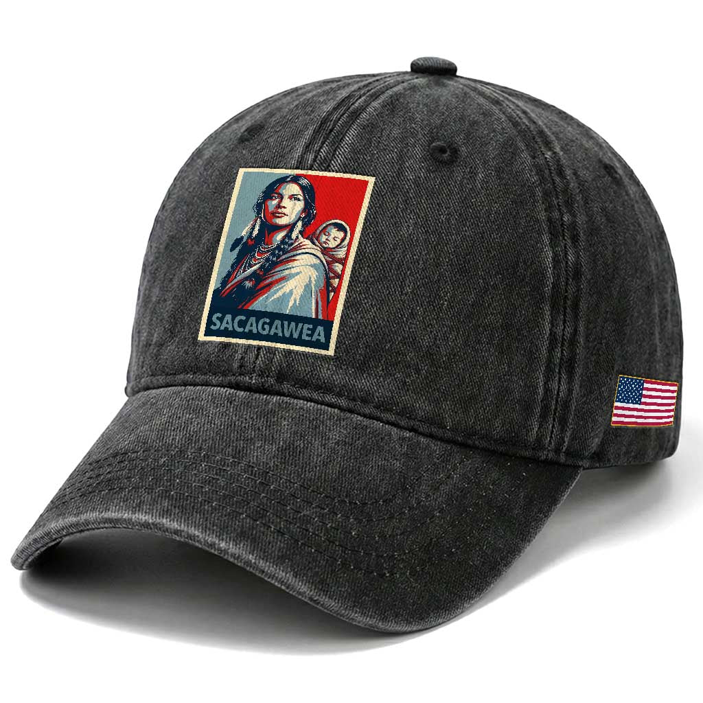 Womens History Month Sacagawea Washed Cotton Baseball Cap Native American Heritage Graphic