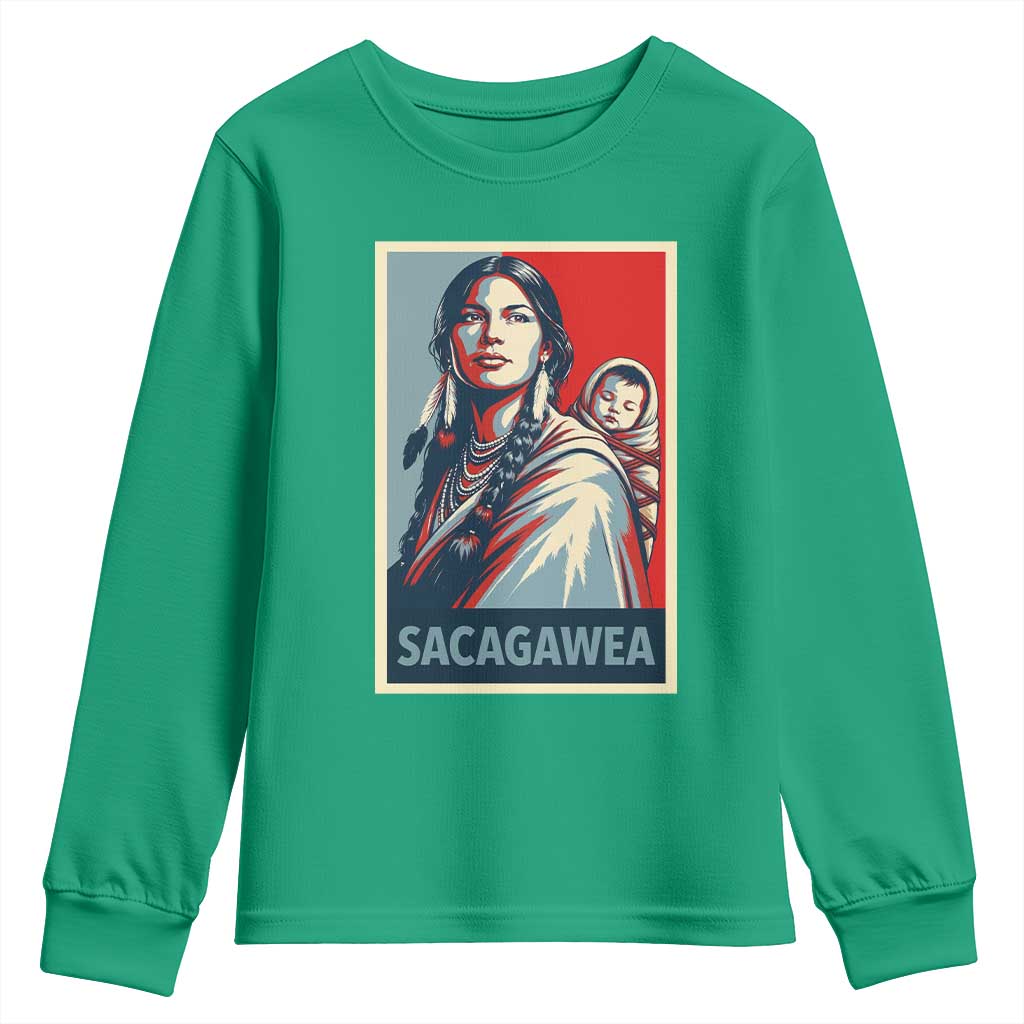Womens History Month Sacagawea Youth Sweatshirt Native American Heritage Graphic