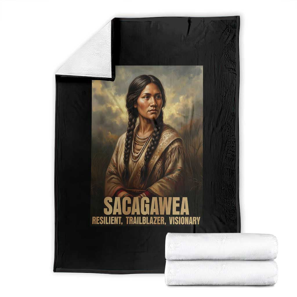 Sacagawea Native American Woman Throw Blanket Resilient Trailblazer Visionary