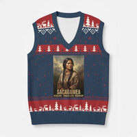 Sacagawea Native American Woman V-Neck Knit Sweater Vest Resilient Trailblazer Visionary