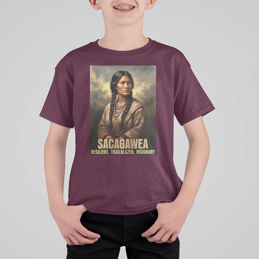 Sacagawea Native American Woman T Shirt For Kid Resilient Trailblazer Visionary