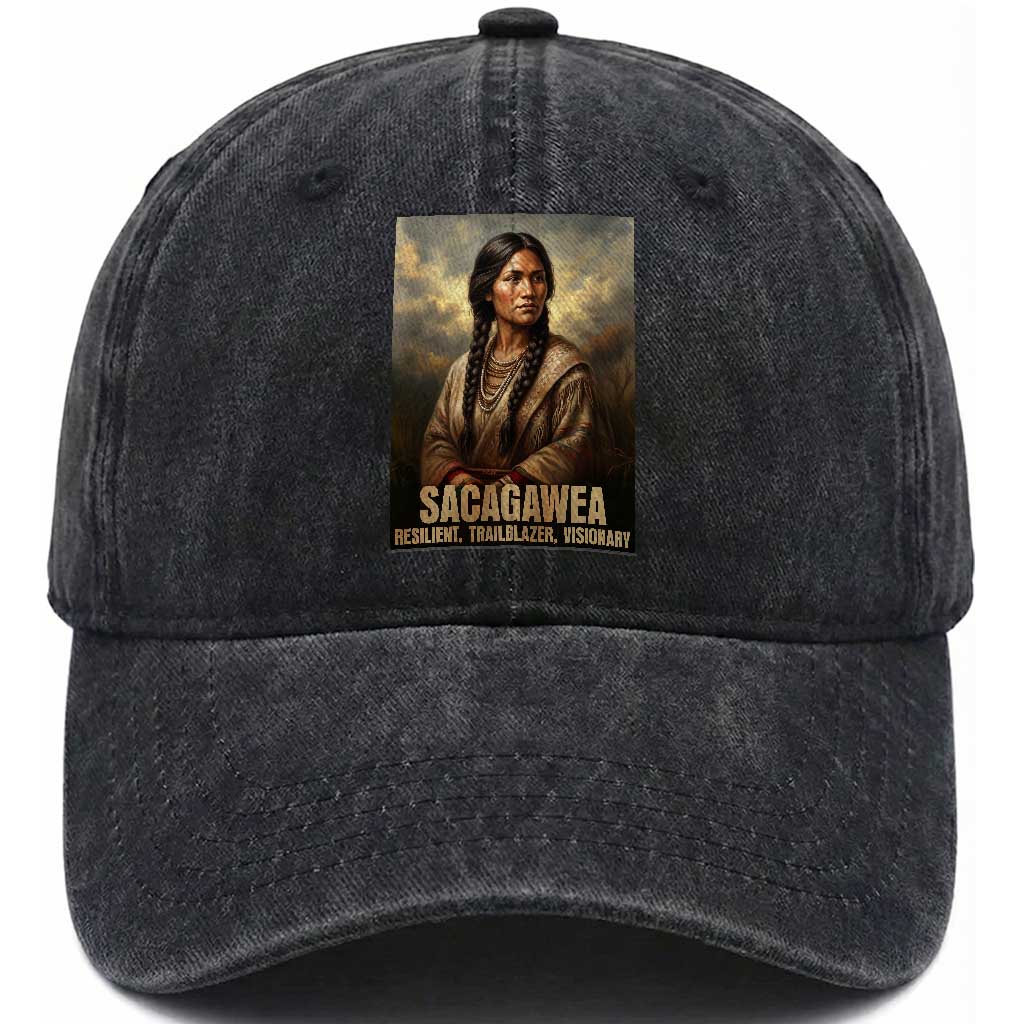 Sacagawea Native American Woman Washed Cotton Baseball Cap Resilient Trailblazer Visionary