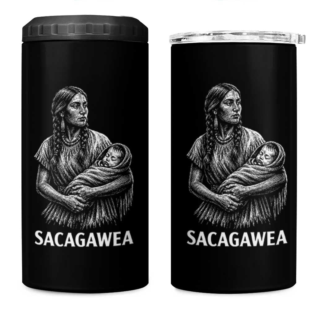 Sacagawea 4 in 1 Can Cooler Tumbler Native American Womens History Month Graphic