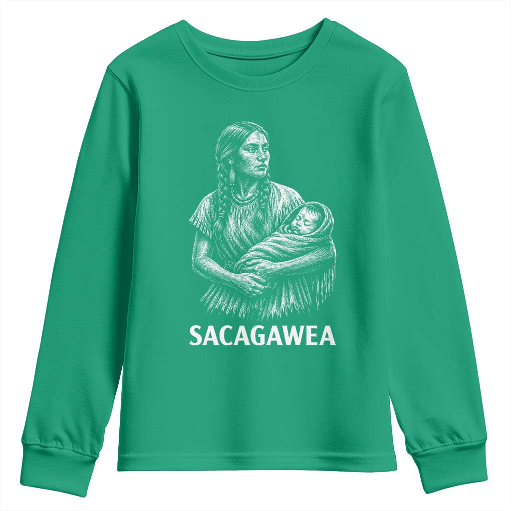 Sacagawea Youth Sweatshirt Native American Womens History Month Graphic