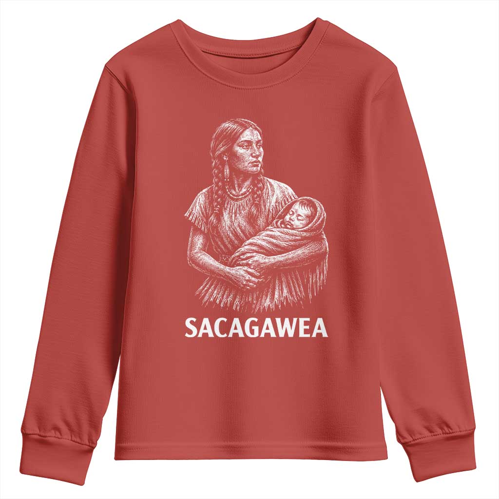 Sacagawea Youth Sweatshirt Native American Womens History Month Graphic