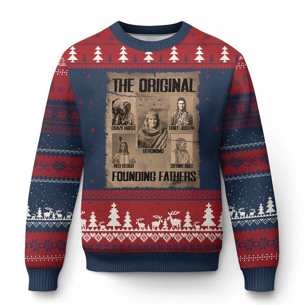 The Original Founding Fathers Ugly Christmas Sweater Native American Indigenous Leaders Graphic