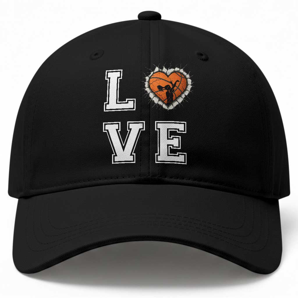 Love Basketball Baseball Cap Cracked Ball Graphic For Sport Lover