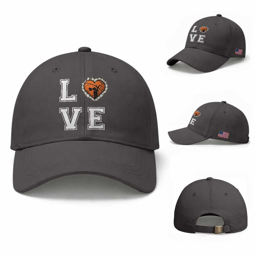 Love Basketball Baseball Cap Cracked Ball Graphic For Sport Lover