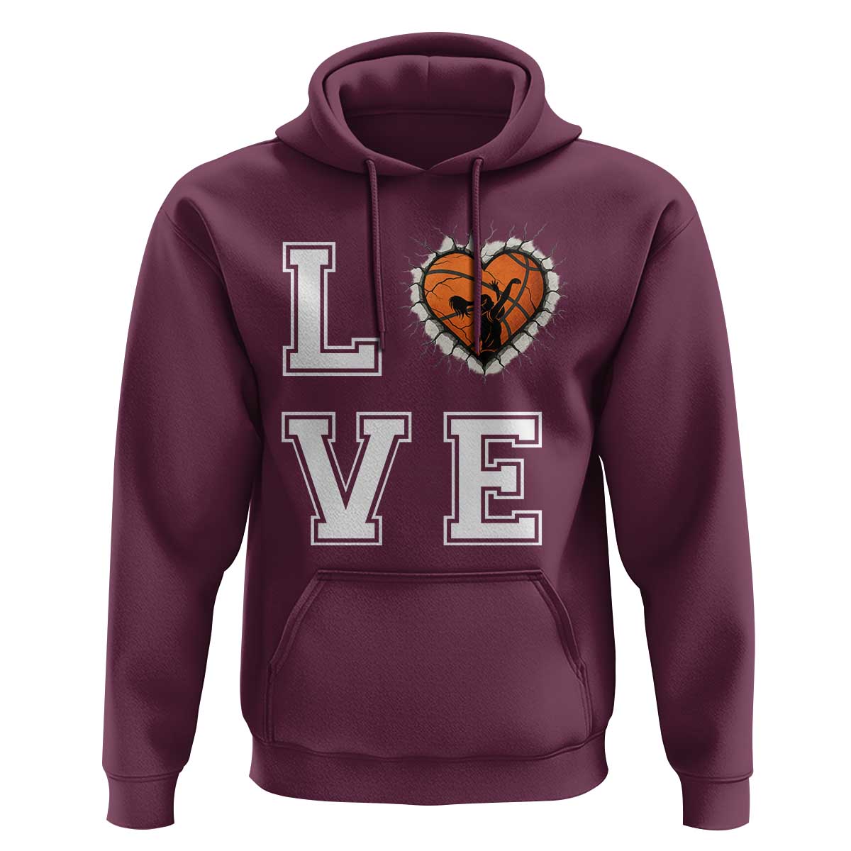 Love Basketball Hoodie Cracked Ball Graphic For Sport Lover - Wonder Print Shop
