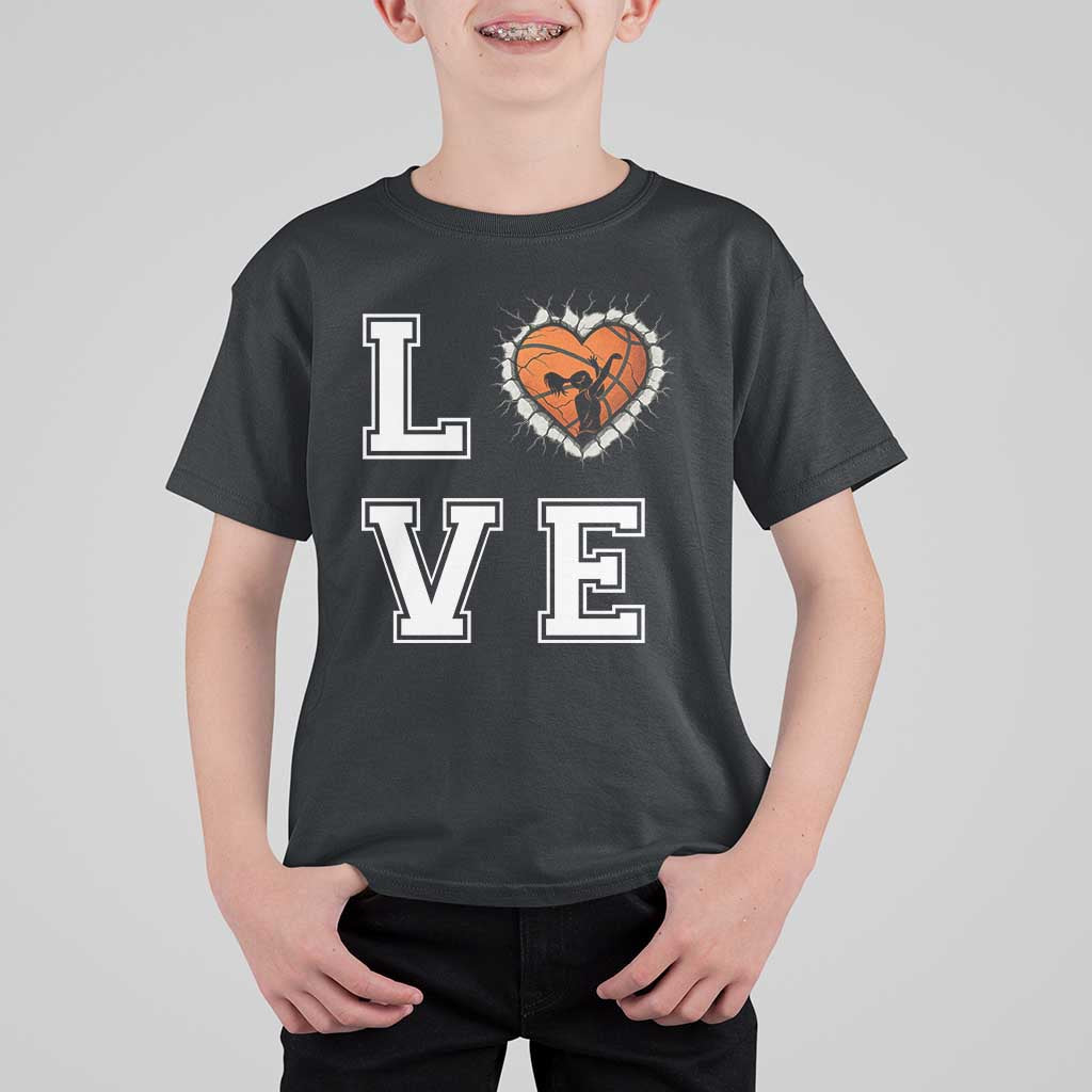 Love Basketball T Shirt For Kid Cracked Ball Graphic For Sport Lover - Wonder Print Shop
