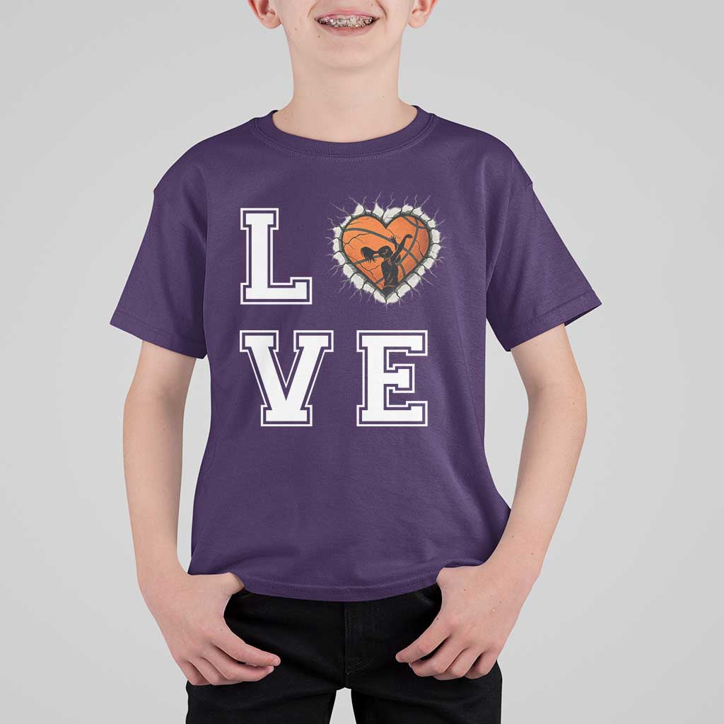 Love Basketball T Shirt For Kid Cracked Ball Graphic For Sport Lover - Wonder Print Shop