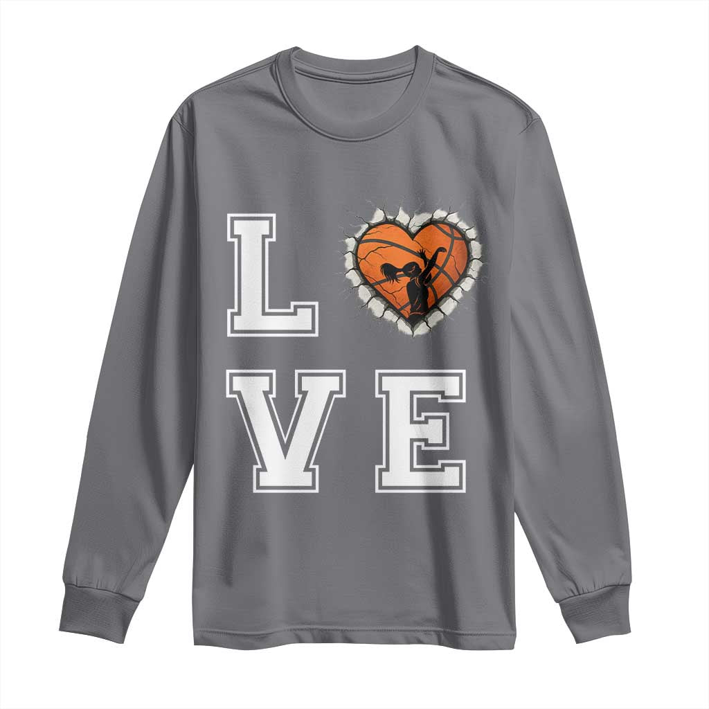 Love Basketball Long Sleeve Shirt Cracked Ball Graphic For Sport Lover - Wonder Print Shop