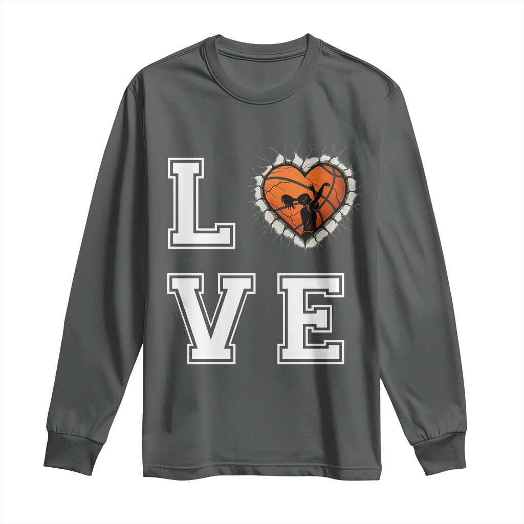 Love Basketball Long Sleeve Shirt Cracked Ball Graphic For Sport Lover - Wonder Print Shop