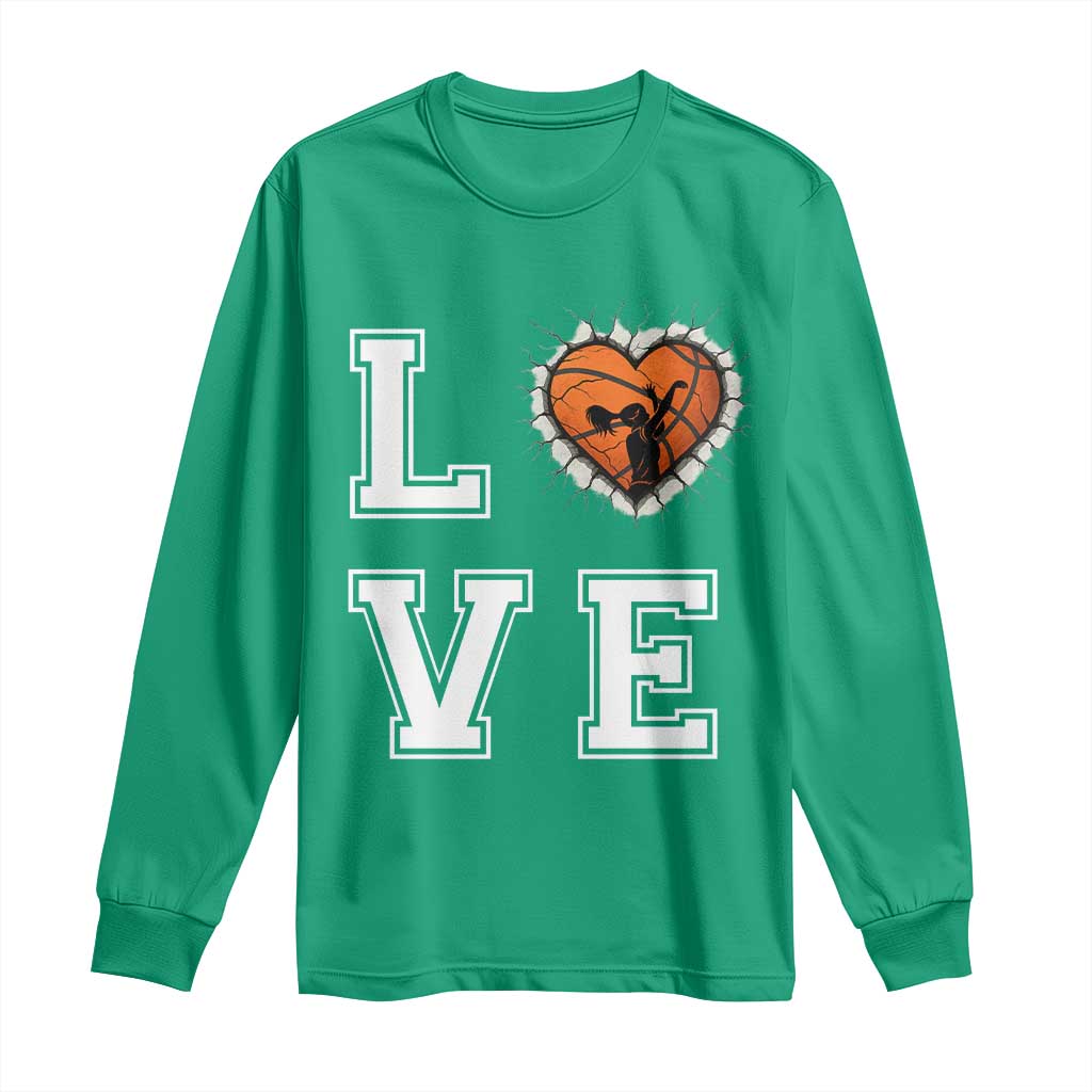 Love Basketball Long Sleeve Shirt Cracked Ball Graphic For Sport Lover - Wonder Print Shop