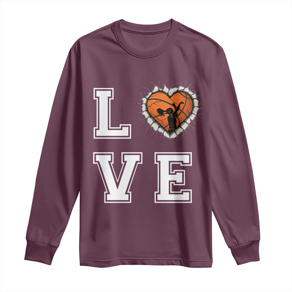 Love Basketball Long Sleeve Shirt Cracked Ball Graphic For Sport Lover - Wonder Print Shop