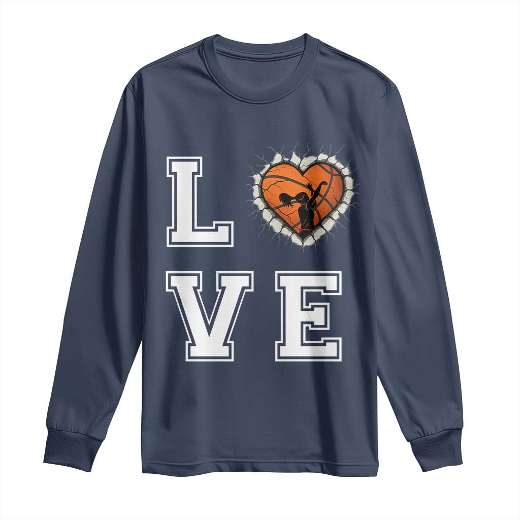 Love Basketball Long Sleeve Shirt Cracked Ball Graphic For Sport Lover - Wonder Print Shop