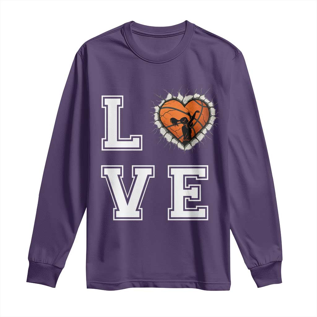 Love Basketball Long Sleeve Shirt Cracked Ball Graphic For Sport Lover - Wonder Print Shop