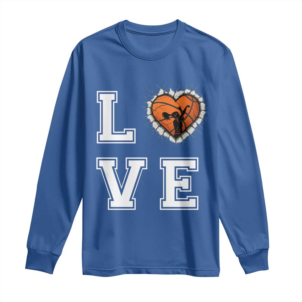 Love Basketball Long Sleeve Shirt Cracked Ball Graphic For Sport Lover - Wonder Print Shop