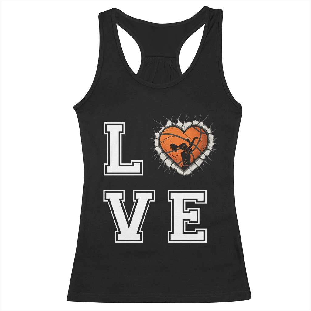Love Basketball Racerback Tank Top Cracked Ball Graphic For Sport Lover - Wonder Print Shop
