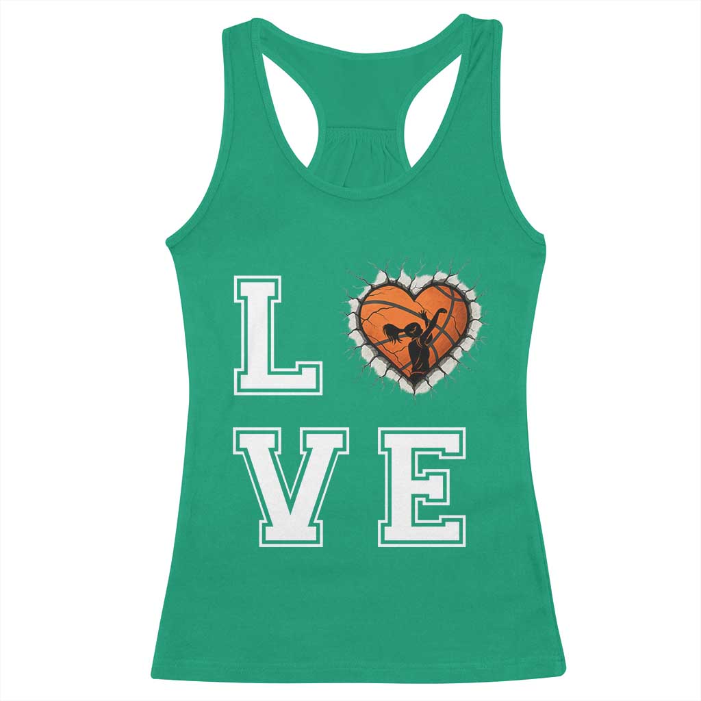 Love Basketball Racerback Tank Top Cracked Ball Graphic For Sport Lover - Wonder Print Shop