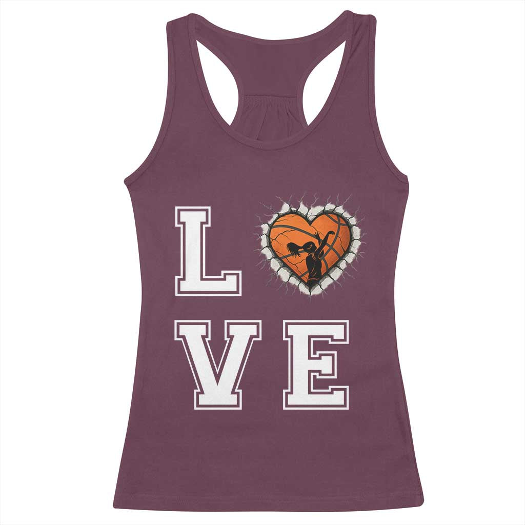Love Basketball Racerback Tank Top Cracked Ball Graphic For Sport Lover - Wonder Print Shop