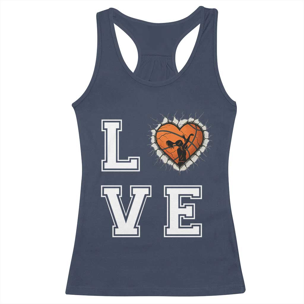 Love Basketball Racerback Tank Top Cracked Ball Graphic For Sport Lover - Wonder Print Shop