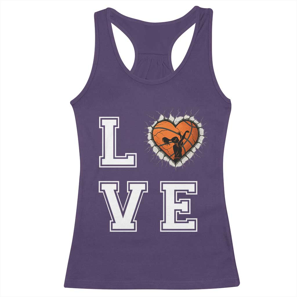 Love Basketball Racerback Tank Top Cracked Ball Graphic For Sport Lover - Wonder Print Shop