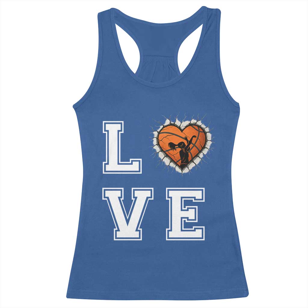 Love Basketball Racerback Tank Top Cracked Ball Graphic For Sport Lover - Wonder Print Shop
