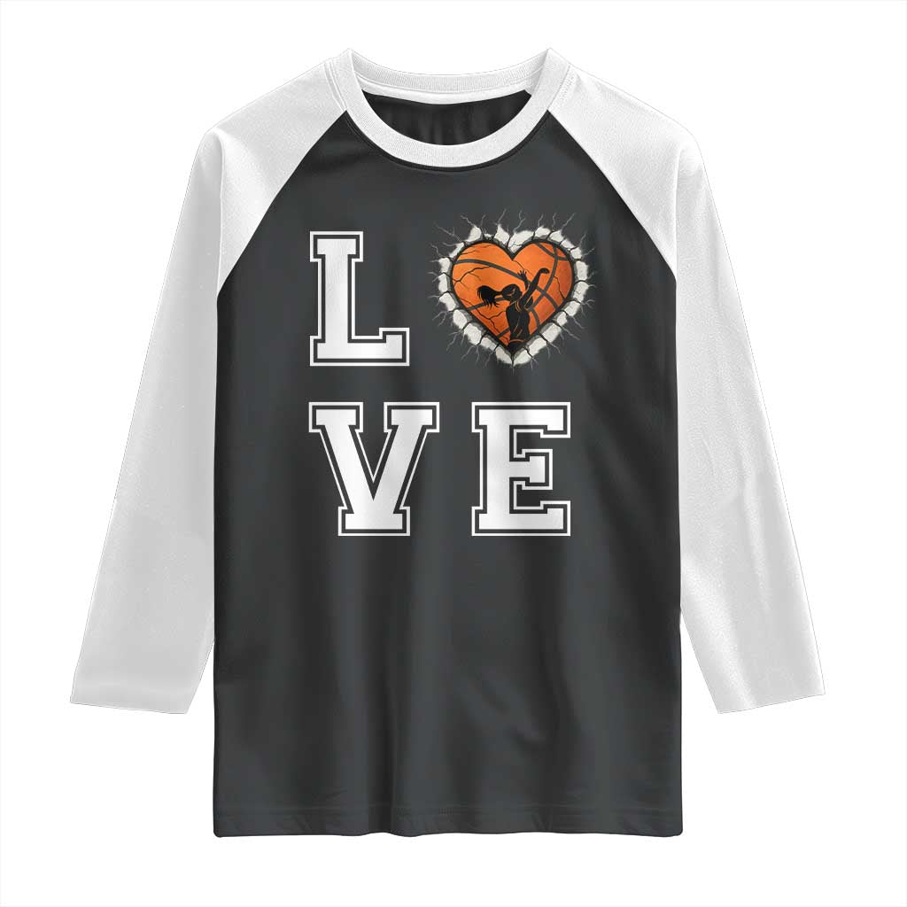 Love Basketball Raglan Shirt Cracked Ball Graphic For Sport Lover - Wonder Print Shop