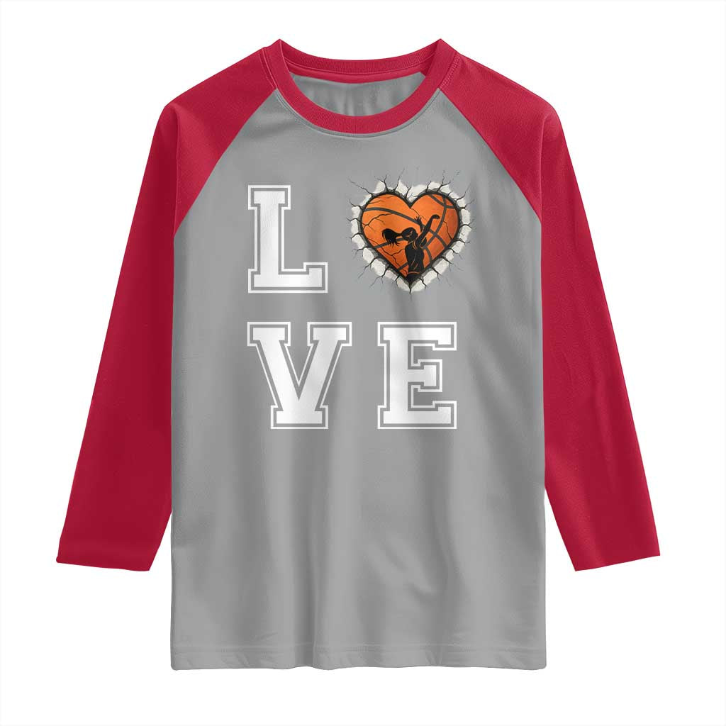 Love Basketball Raglan Shirt Cracked Ball Graphic For Sport Lover - Wonder Print Shop