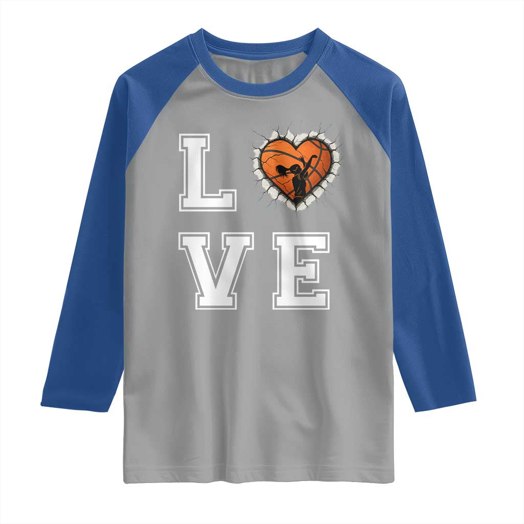 Love Basketball Raglan Shirt Cracked Ball Graphic For Sport Lover - Wonder Print Shop