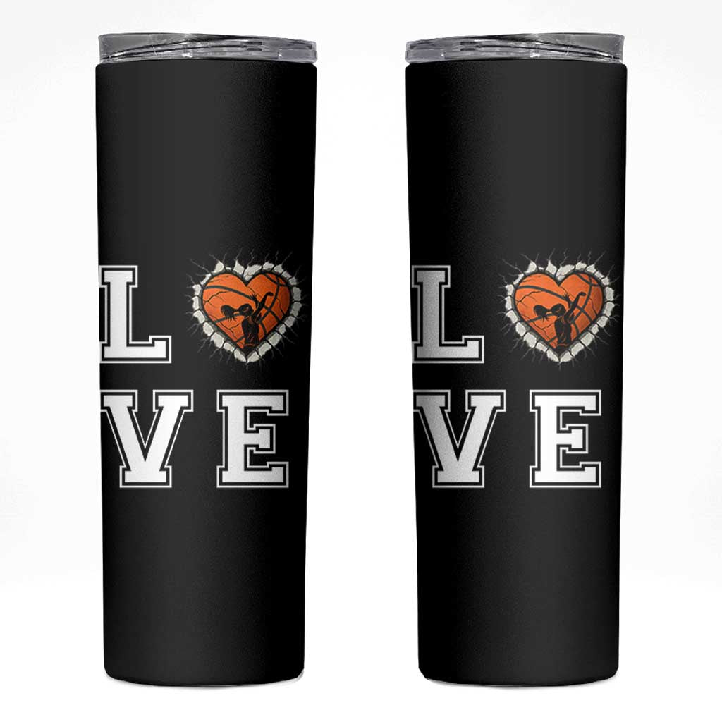 Love Basketball Skinny Tumbler Cracked Ball Graphic For Sport Lover