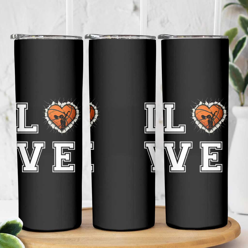 Love Basketball Skinny Tumbler Cracked Ball Graphic For Sport Lover