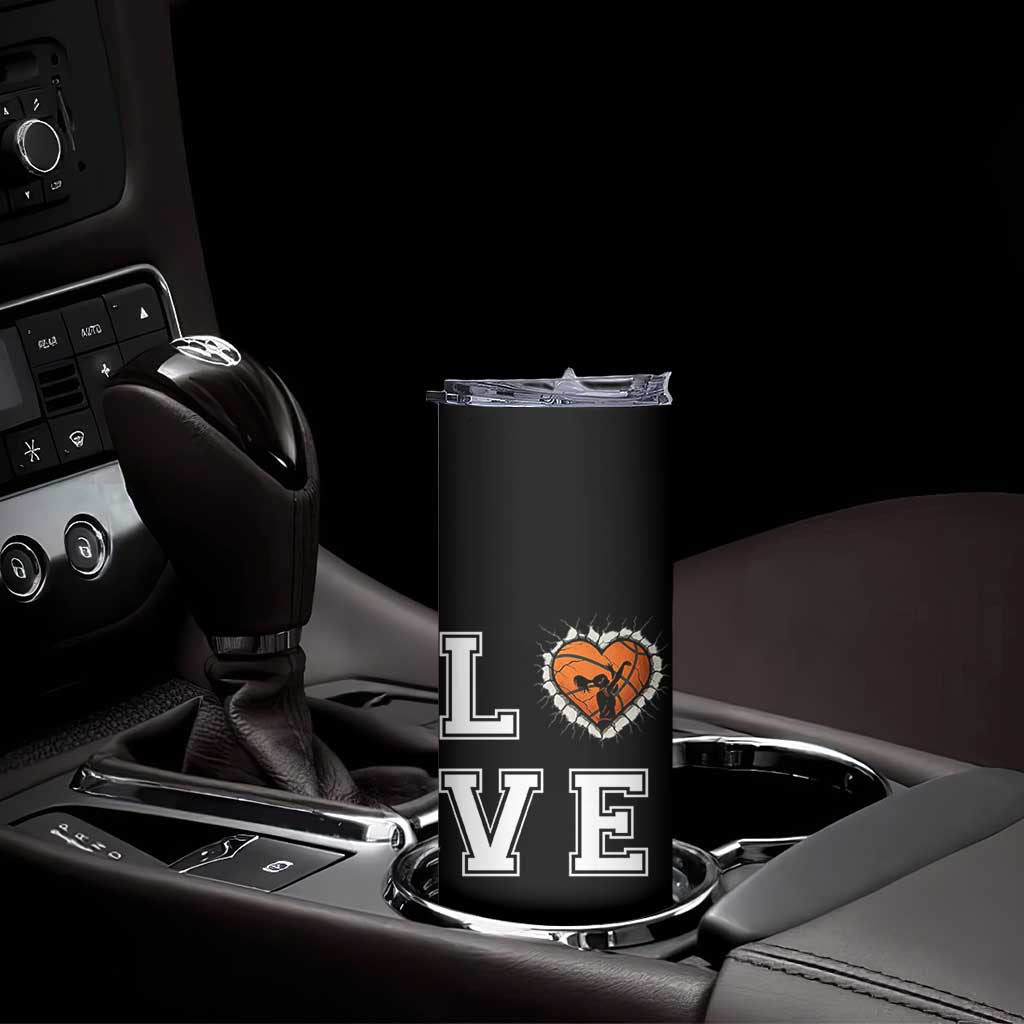 Love Basketball Skinny Tumbler Cracked Ball Graphic For Sport Lover