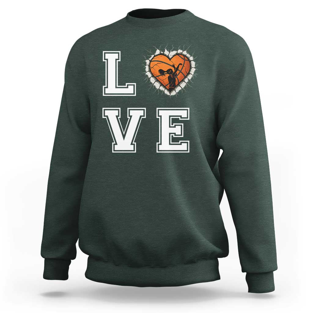 Love Basketball Sweatshirt Cracked Ball Graphic For Sport Lover - Wonder Print Shop