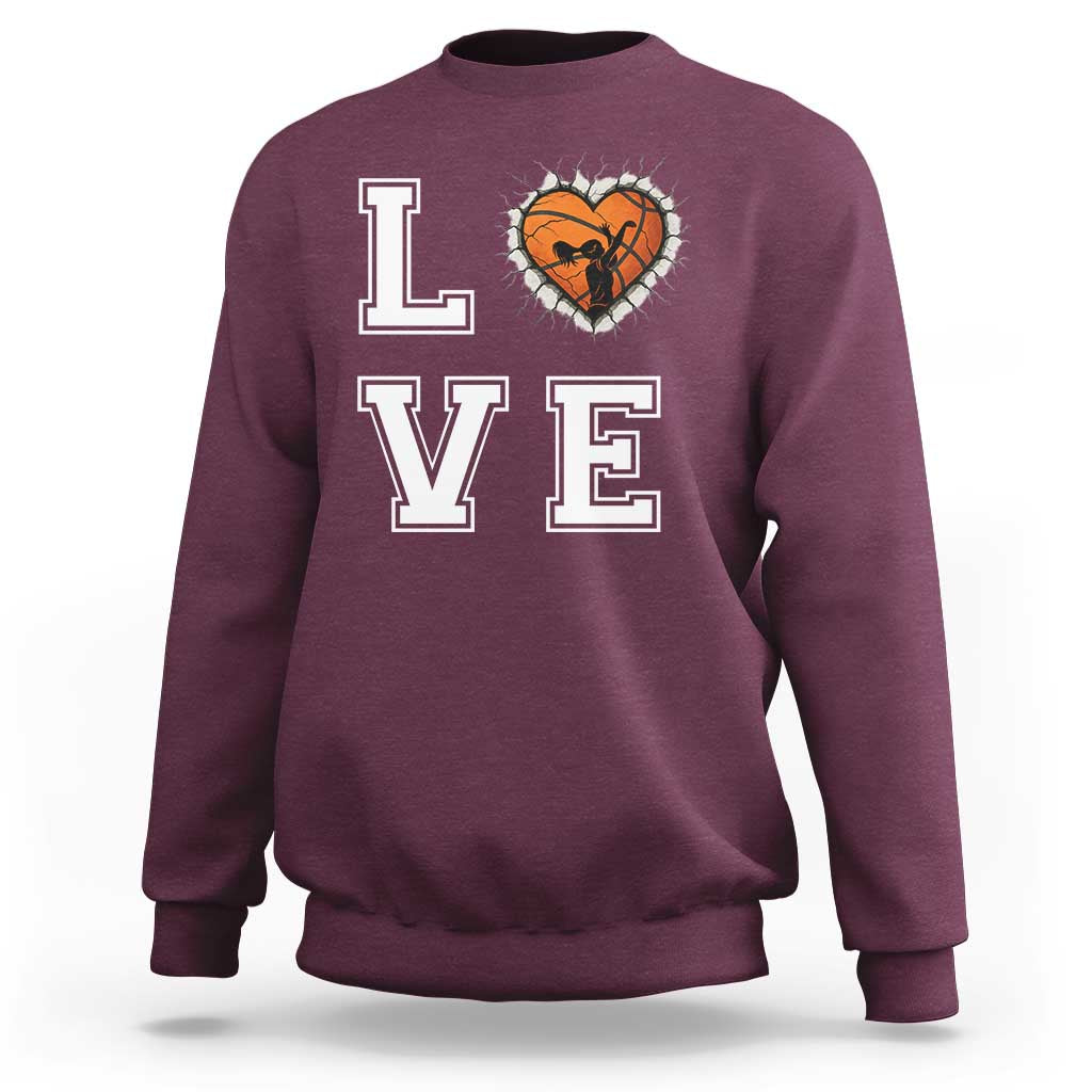 Love Basketball Sweatshirt Cracked Ball Graphic For Sport Lover - Wonder Print Shop