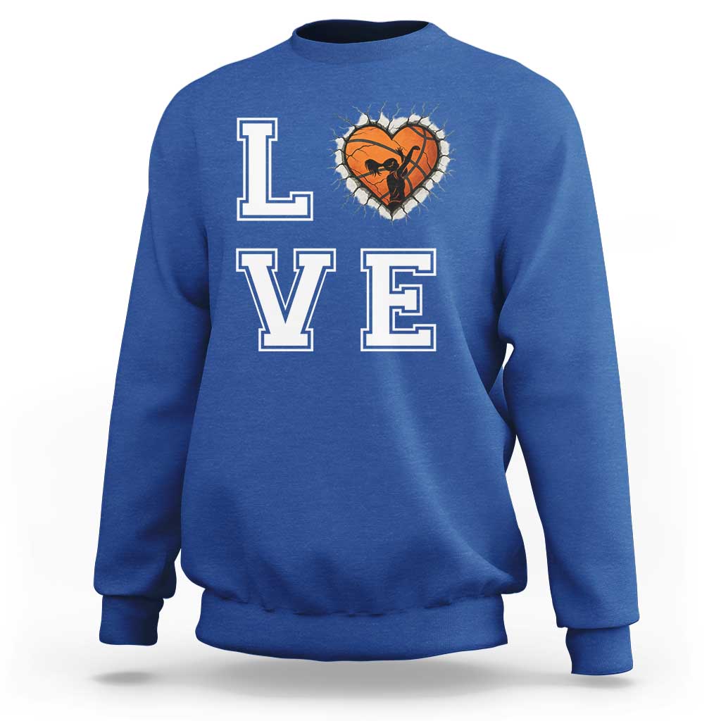 Love Basketball Sweatshirt Cracked Ball Graphic For Sport Lover - Wonder Print Shop