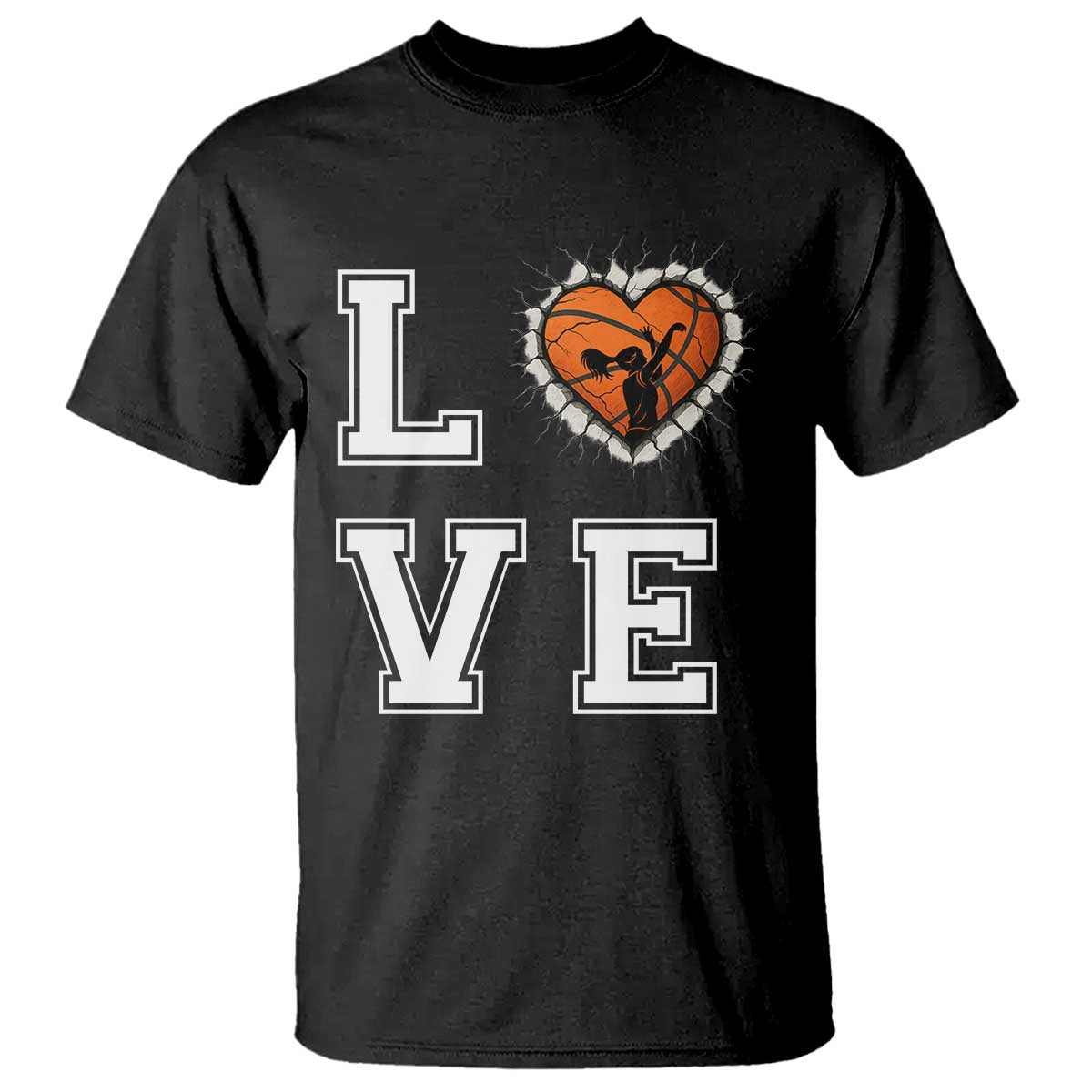 Love Basketball T Shirt Cracked Ball Graphic For Sport Lover - Wonder Print Shop