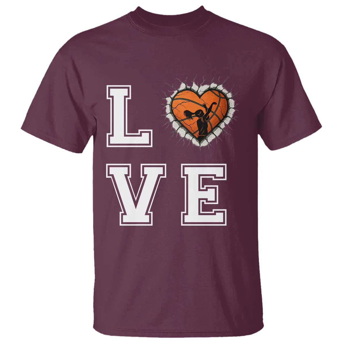 Love Basketball T Shirt Cracked Ball Graphic For Sport Lover - Wonder Print Shop
