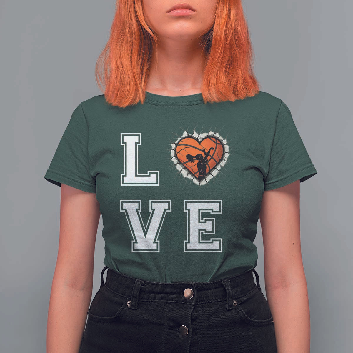 Love Basketball T Shirt For Women Cracked Ball Graphic For Sport Lover - Wonder Print Shop