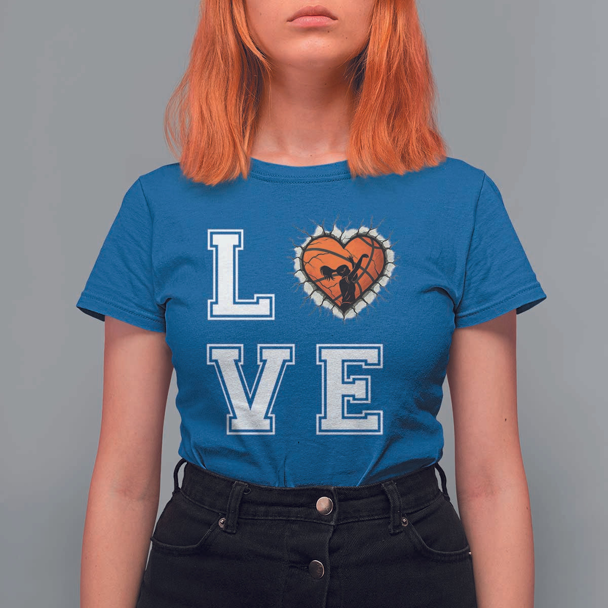 Love Basketball T Shirt For Women Cracked Ball Graphic For Sport Lover - Wonder Print Shop