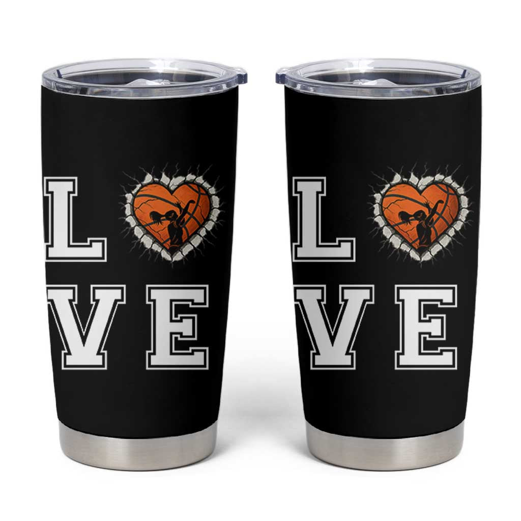 Love Basketball Tumbler Cup Cracked Ball Graphic For Sport Lover