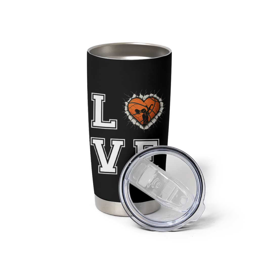 Love Basketball Tumbler Cup Cracked Ball Graphic For Sport Lover