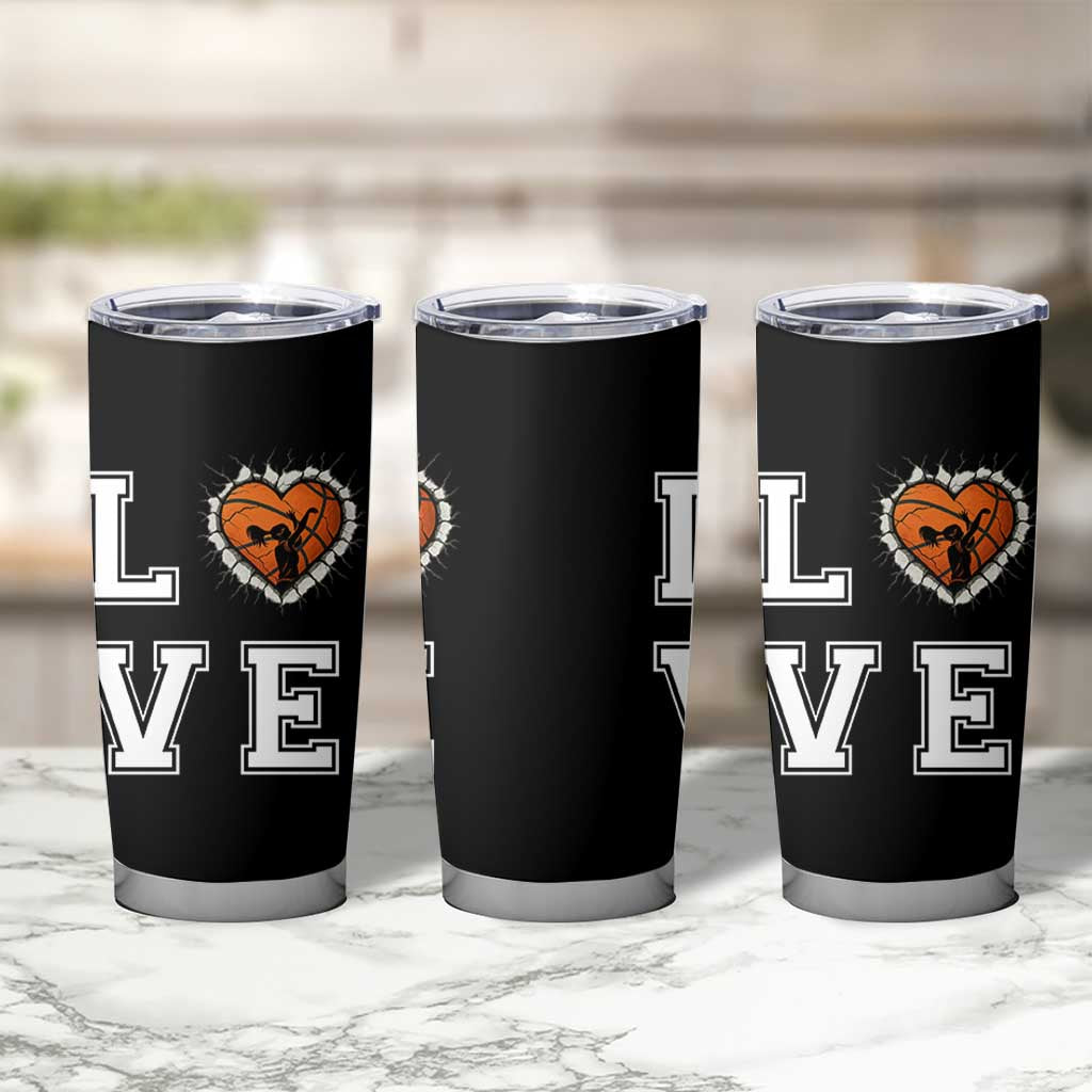 Love Basketball Tumbler Cup Cracked Ball Graphic For Sport Lover