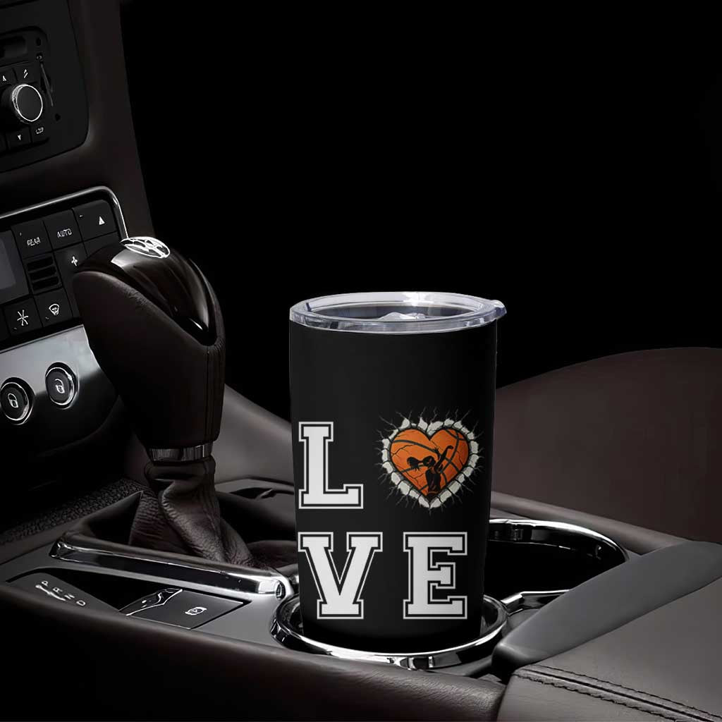 Love Basketball Tumbler Cup Cracked Ball Graphic For Sport Lover